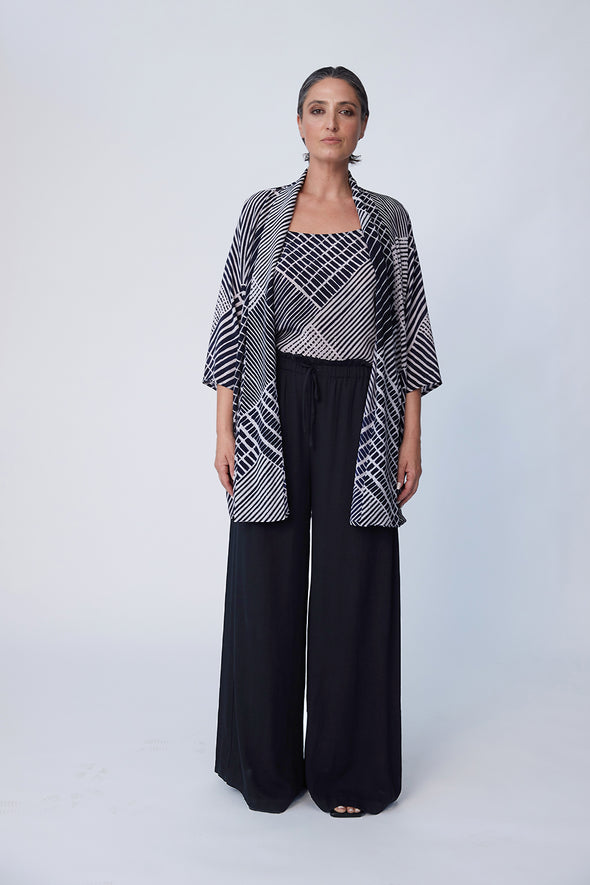 Washable Silk Kimono Jacket -printed - Tluxe
