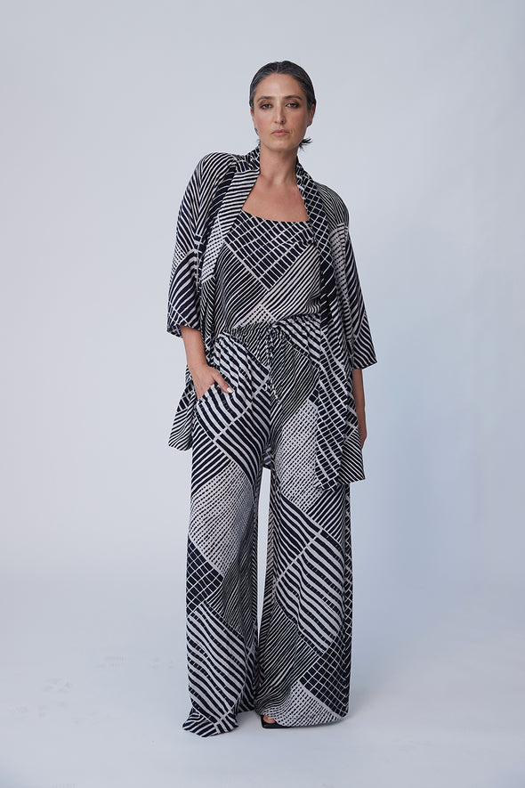 Washable Silk Luxe Pull on Wide Leg Pant - Print - Tluxe