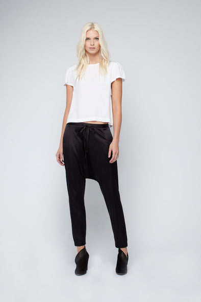 SILK HAREM PANTS - BLACK - Tluxe | Australian Made Sustainable Clothing