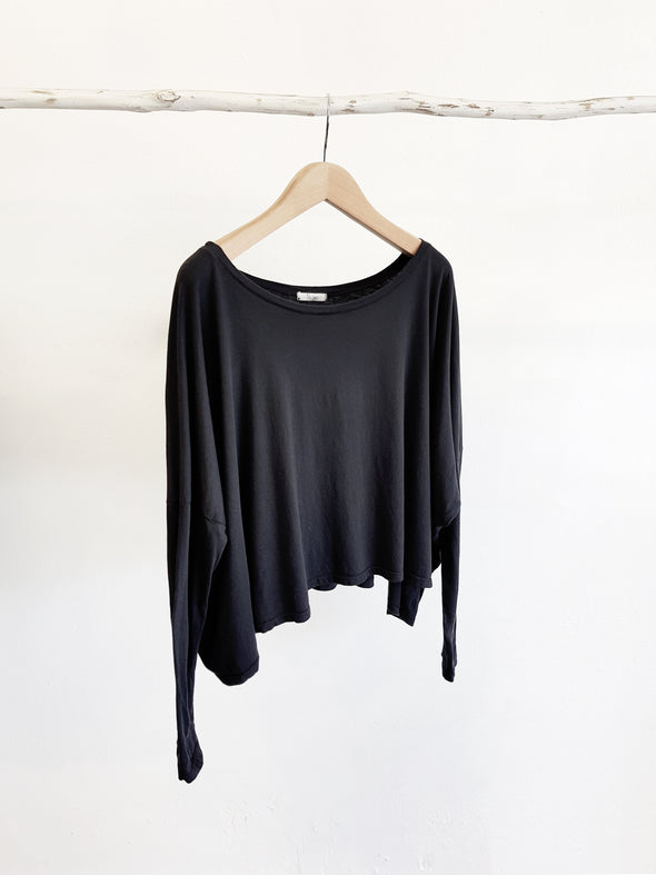 Organic Cotton Oversized Top - Black - Tluxe