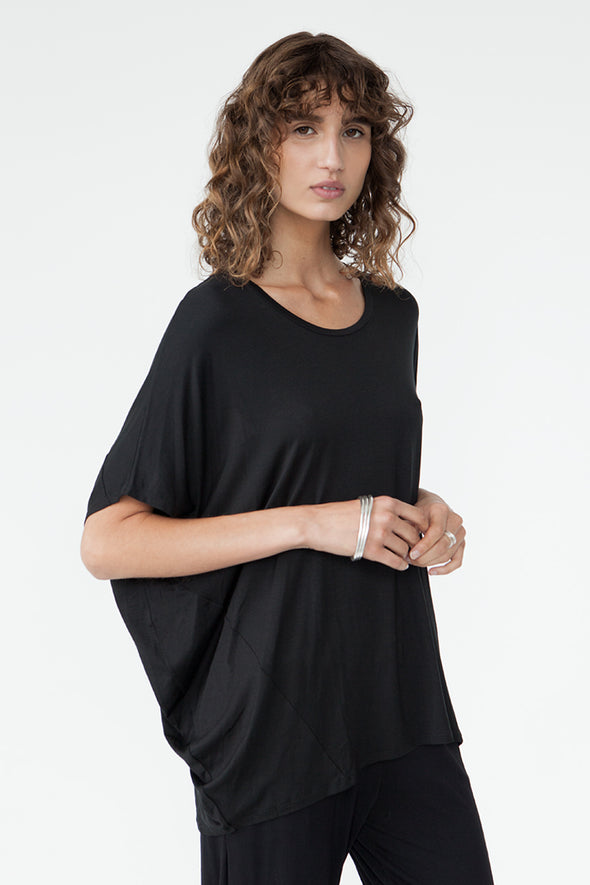 Bamboo Cocoon Top - Black - Tluxe