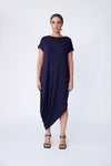 Bamboo Asymmetric Dress - Midnight - Tluxe