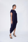 Bamboo Asymmetric Dress - Midnight - Tluxe