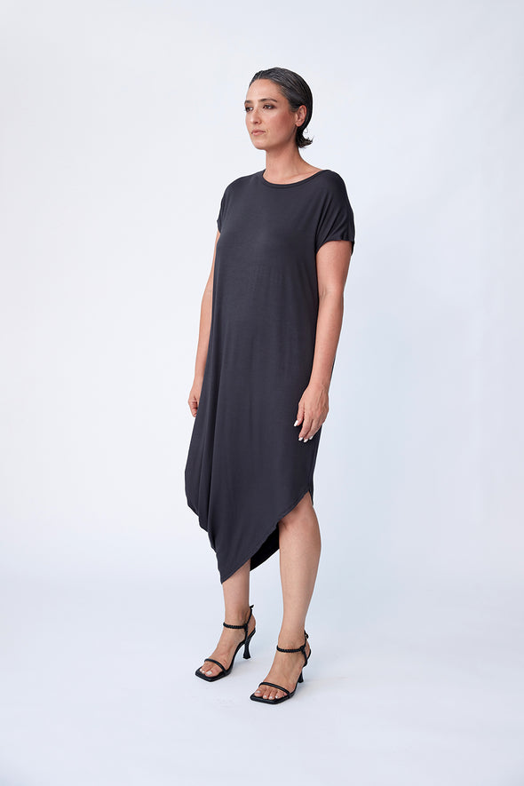 Bamboo Asymmetric Dress -Walnut - Tluxe