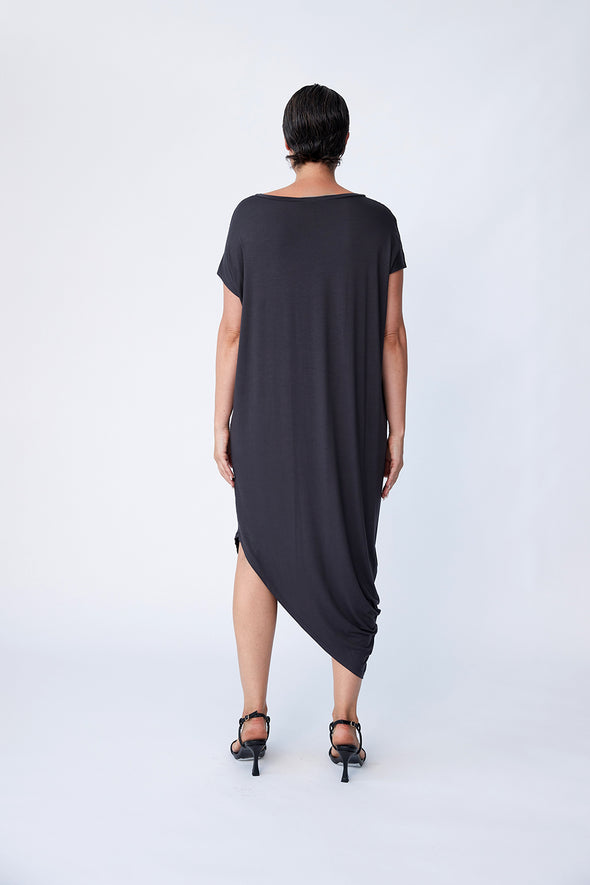 Bamboo Asymmetric Dress -Walnut - Tluxe