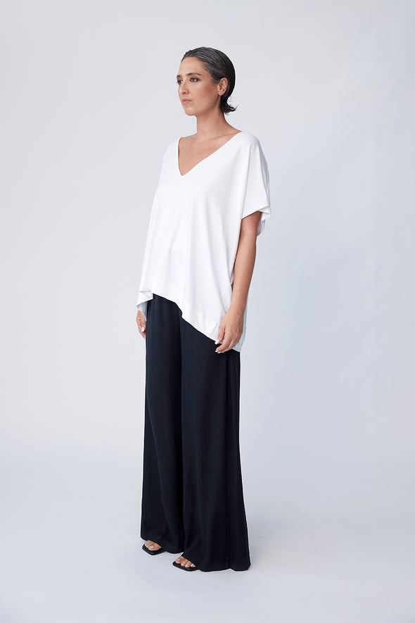 Bamboo Poncho Top - White - Tluxe