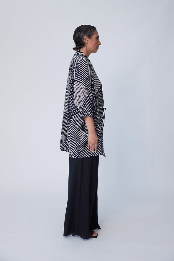 Washable Silk Kimono Jacket -printed - Tluxe