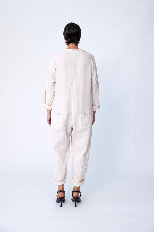 Linen Utility Suit - Bone - Tluxe