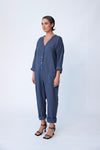 Linen Utility Suit - Indigo - Tluxe