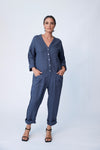 Linen Utility Suit - Indigo - Tluxe