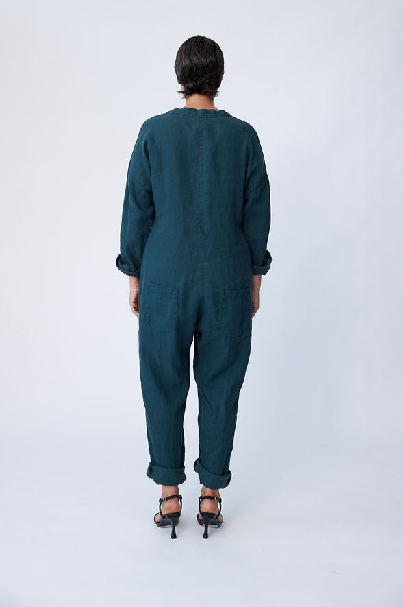 Linen Utility Suit - Deep Forest - Tluxe