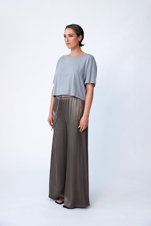 Organic Cotton Boxy Crop Tee - Clay - Tluxe