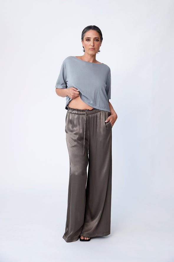 The Luxe Pull on Wide Leg Pant - Fawn - Tluxe