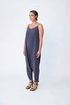 Linen mix Harem Jumpsuit - Moody Night - Tluxe