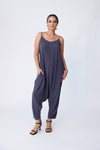 Linen mix Harem Jumpsuit - Moody Night - Tluxe