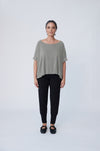 Organic Cotton Folded Sleeve Oversize Top - Clay - Tluxe