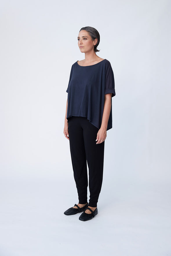 Organic Cotton Folded Sleeve Oversize Top - Tluxe