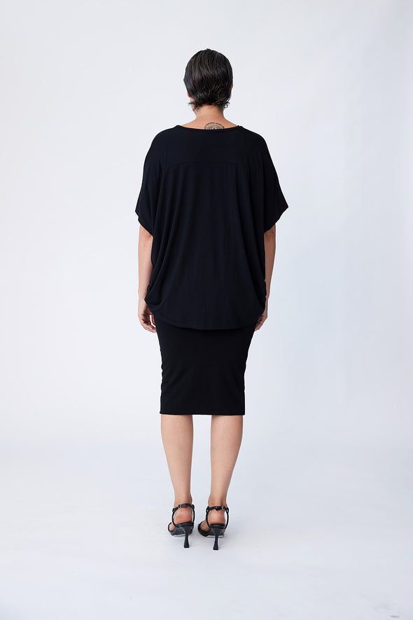 Bamboo Cocoon Top - Black - Tluxe