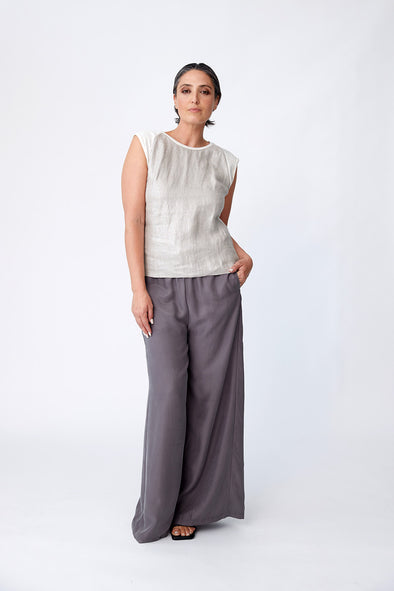 Tencel Pull on Wide Leg Pant - Fawn - Tluxe