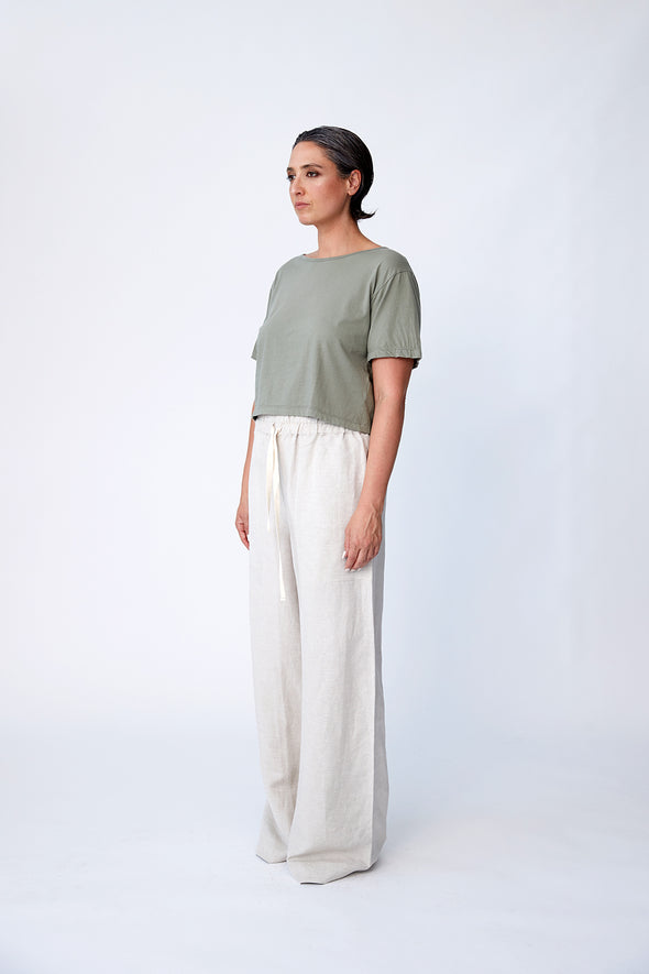 Organic Cotton Boxy Crop Tee - Safari - Tluxe