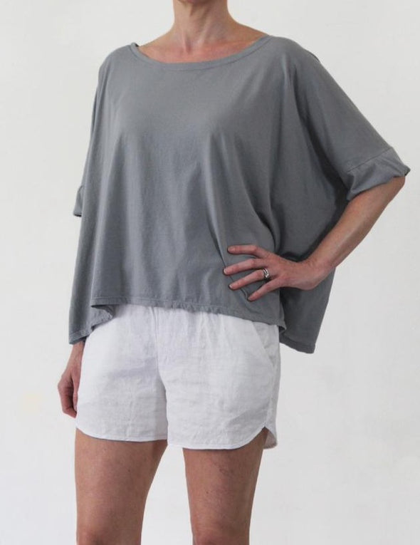 Organic Cotton Folded Sleeve Oversize Top - Tluxe