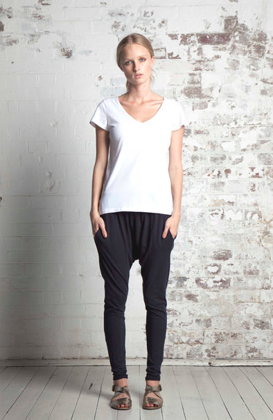 ORGANIC COTTON SLOUCH PANT - BLACK - Tluxe