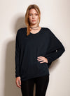 BAMBOO COCOON LONG SLEEVE TOP - BLACK - Tluxe | Australian Made Sustainable Clothing