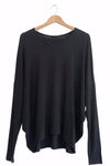 BAMBOO COCOON LONG SLEEVE TOP - BLACK - Tluxe