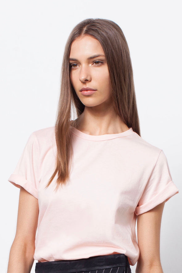 ORGANIC COTTON BOYFRIEND TEE - PALE BLUSH - Tluxe