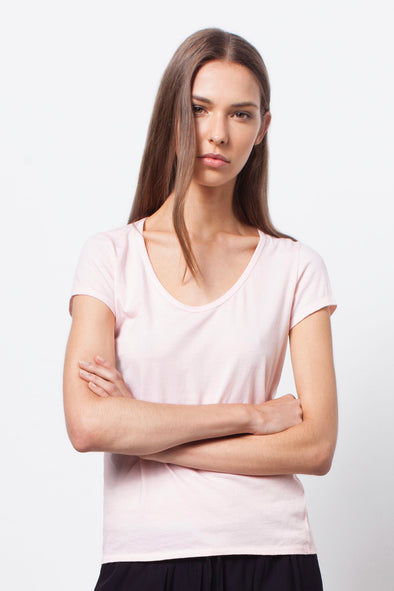 ORGANIC COTTON PERFECT TEE - PALE BLUSH - Tluxe