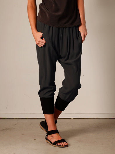 CROP CUFF HAREEM PANT - CHARCOAL - Tluxe