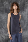 SILK & ORGANIC COTTON SPLICE TANK - BLACK - Tluxe | Australian Made Sustainable Clothing