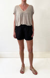 LINEN DAISY SHORT - BLACK - Tluxe