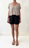 LINEN DAISY SHORT - BLACK - Tluxe