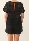 BRODERIE ANGLAISE TOP - BLACK - Tluxe