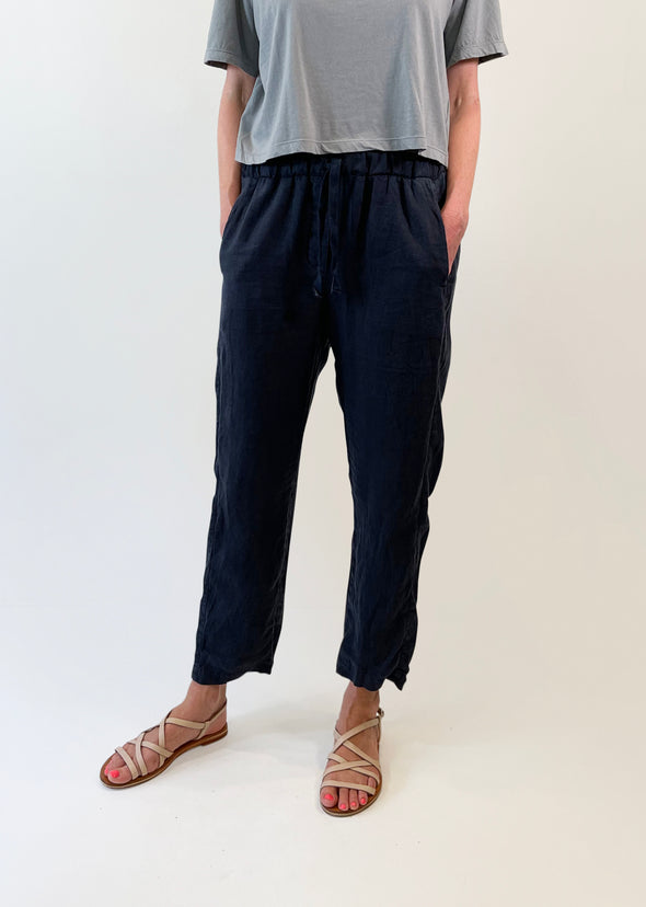 LINEN EASY PANT - GUNMETAL - Tluxe