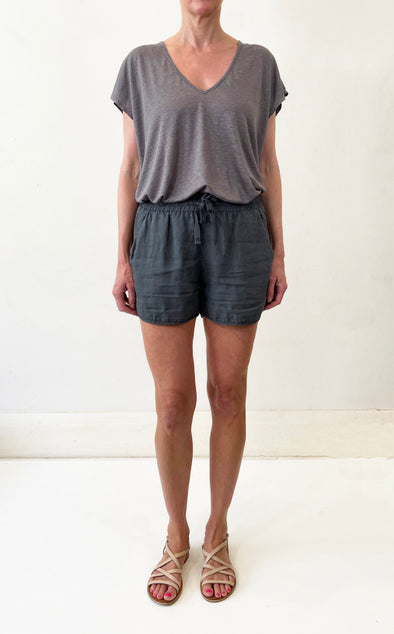 LINEN DAISY SHORT - INDIGO - Tluxe