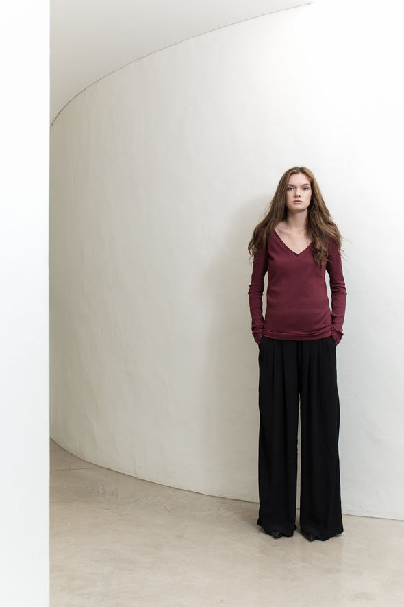 WIDE LEG PANT - BLACK - Tluxe | Australian Made Sustainable Clothing