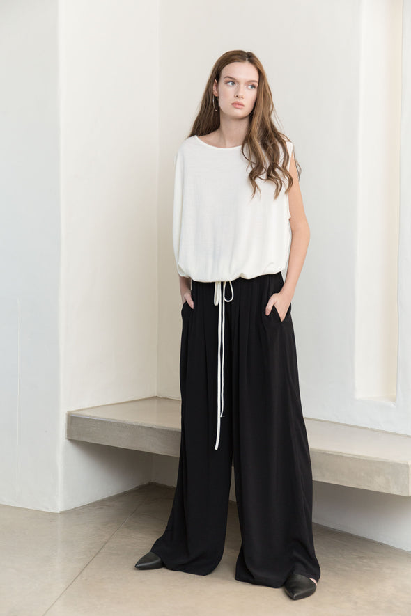 WIDE LEG PANT - BLACK - Tluxe | Australian Made Sustainable Clothing